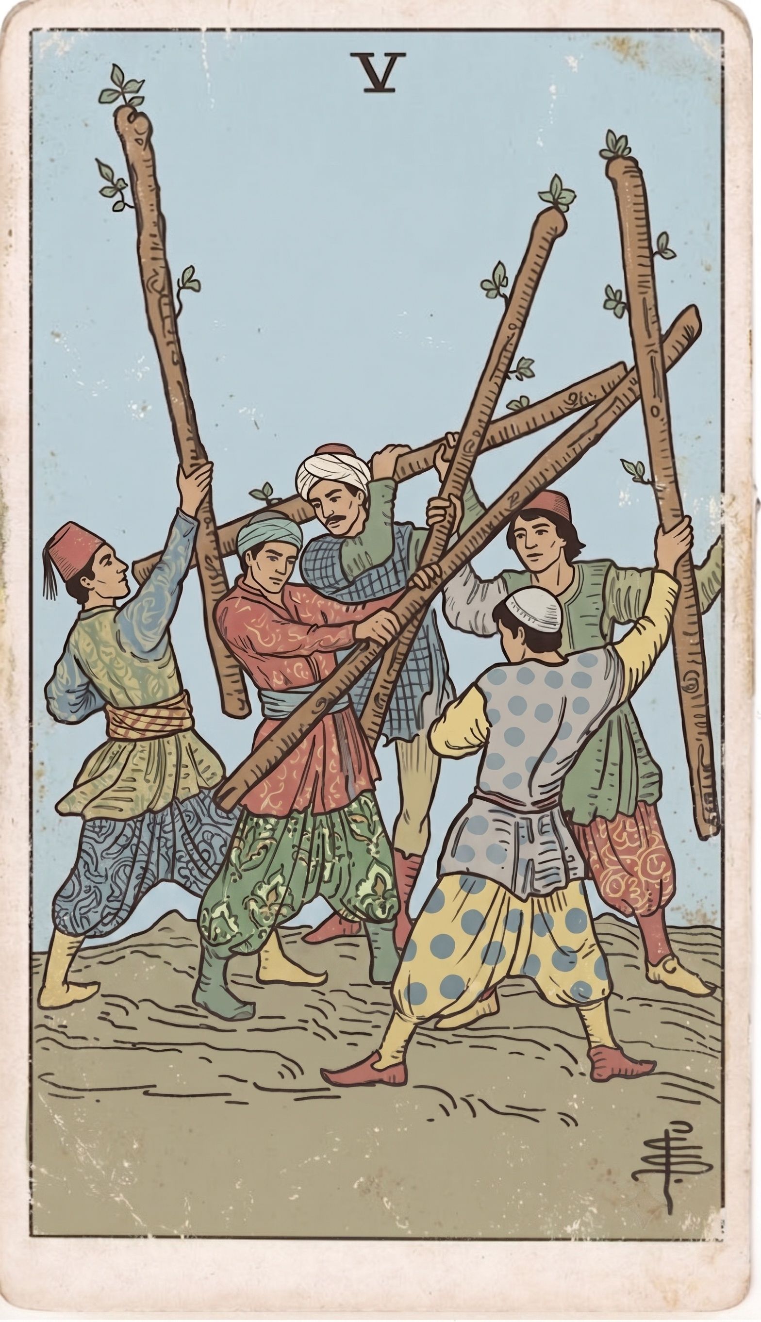 Fünf der Stäbe